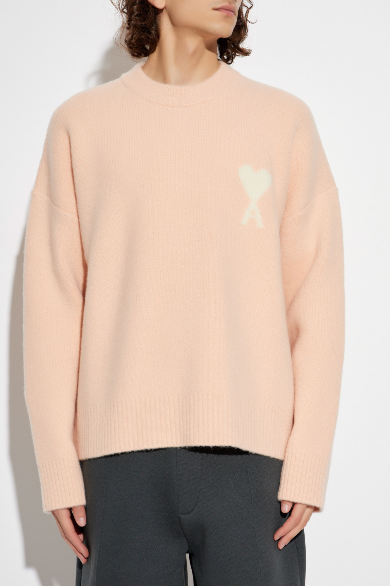 AMI Alexandre Mattiussi ピンク Pink Wool sweater with logo Ami Alexandre Mattiussi - Vitkac